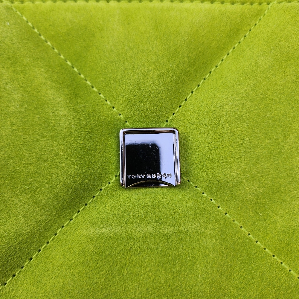 Tory Burch Kira Diamond Quilt Suede Small Shoulder Bag Handbag- Lime Green NWT - Picture 12 of 16